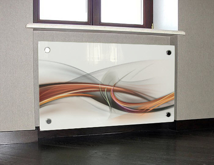 Стеклянный защитно-декоративный экран с рисунком на радиатор
